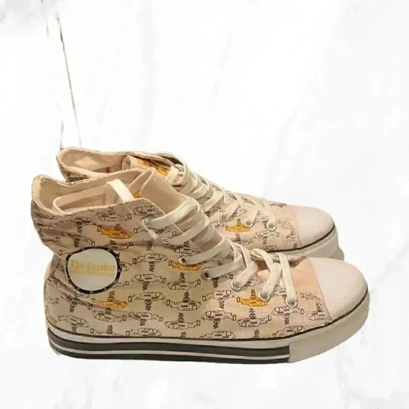 Ben Sherman x Beatles yellow and cream laceup ankle casual sneakers 12